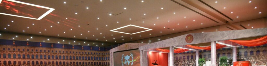 par can lights in hotel ballroom