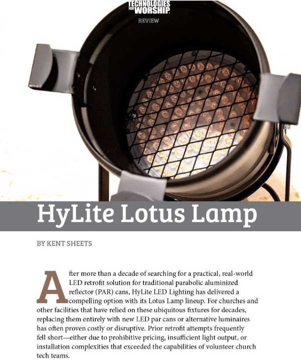 HyLite Lotus PAR LED Lamp overview for church sanctuary and stage lighting